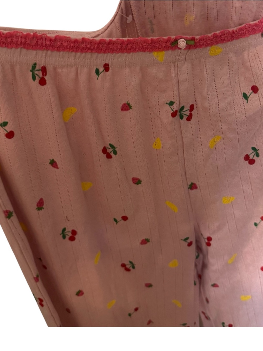 NWT CHERRY THEME Women's Pajama Set - Sleeveless Crop Top & Pants XLARGE  #11 - Picture 4 of 6